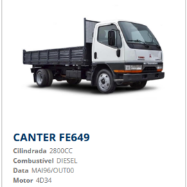 MITSUBISHI CANTER FE649 F4SL MAIO 1996 A 2000 MOTOR 4D34 DIESEL 2800CC 94CV PEÇAS NOVAS USADAS