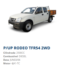 ISUZU PICUKP RODEO TFR54 2WD JUNHO 2003 A 2006 MOTOR 4JA1-TC PEÇAS NOVAS USADAS