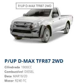 IZUZU D-MAX 2016 A 2020-TFR87 2WD-MOTOR-RZ4E-TC PEÇAS NOVAS USADAS